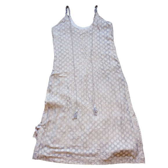 SANA SAFINAZ Cream Embroidered Dress with Pearls | Silk-Lined Size – Small - Picture 3 of 7